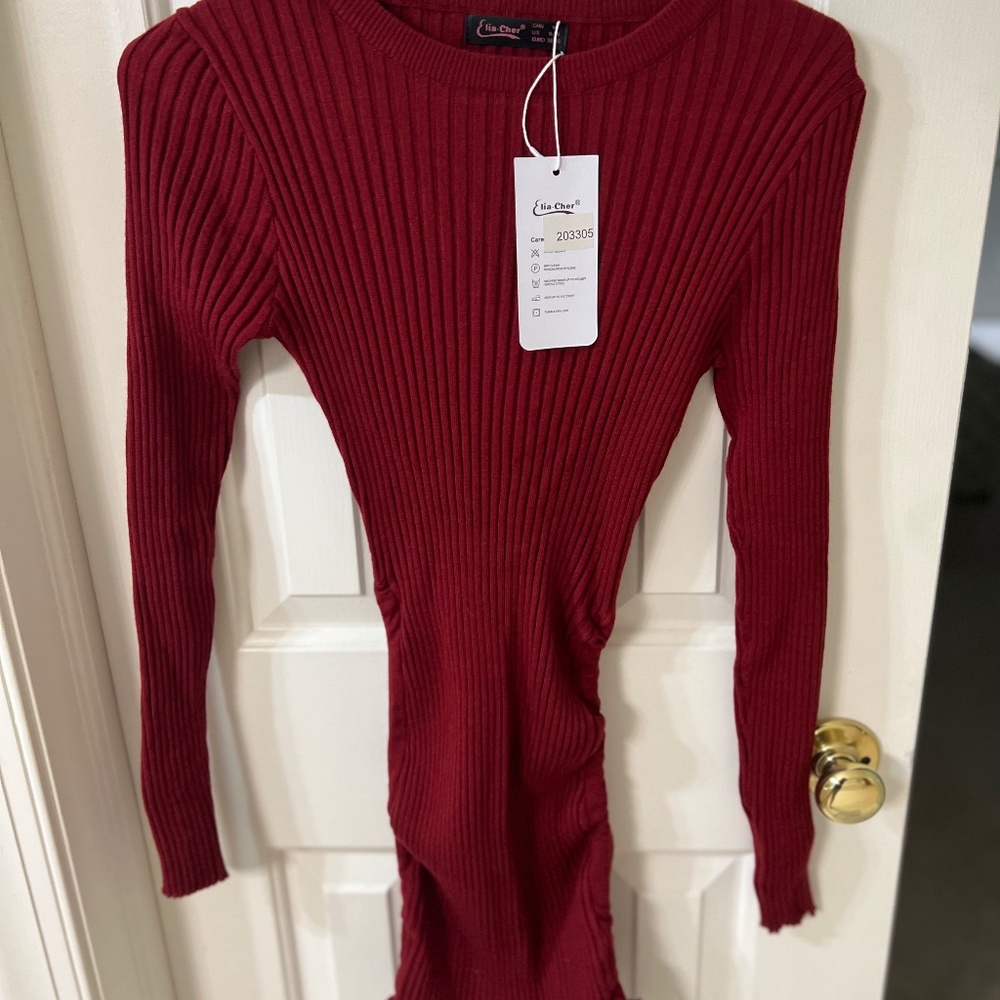 Red long sleeve dress